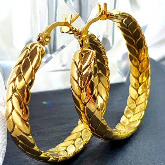 Chain earrings hoop earrings gold earrings - Picture 4 of 8